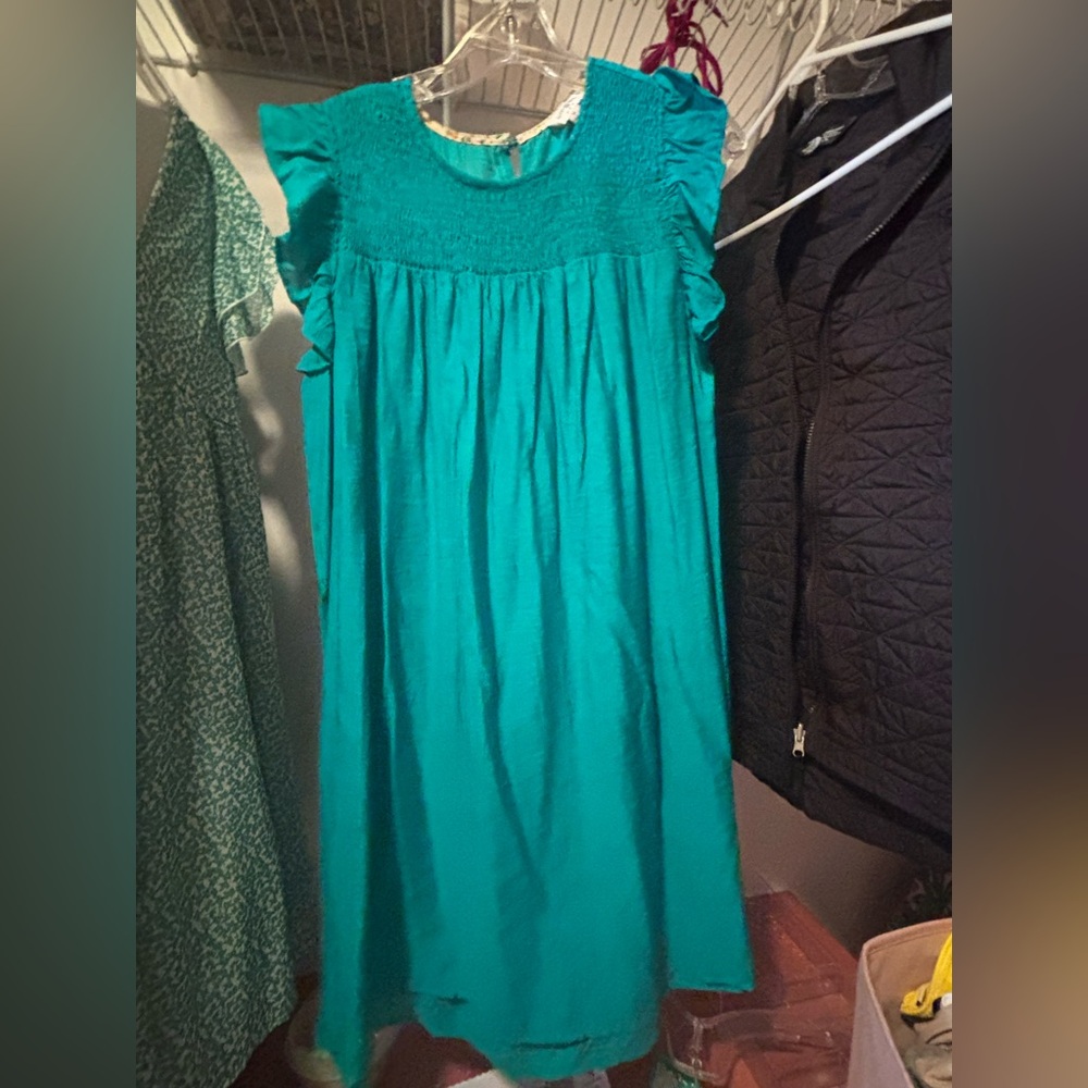 Umgee Blue Mini Sundress with Flutter Cap Sleeves